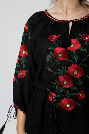 Bluza neagra cu motiv floral rosu Taisia 01 [1]