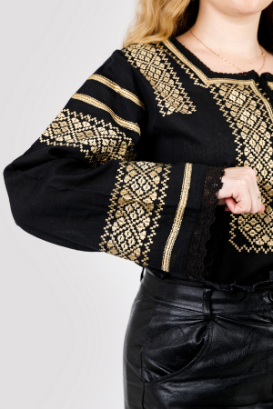 Bluza neagra cu motiv geometric auriu Dora 03 [1]
