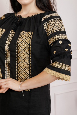 Bluza neagra cu motiv geometric auriu Ozana 02 [1]