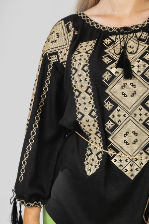 Bluza neagra cu motiv geometric crem Marlena 03 [1]