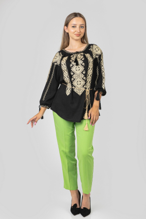 Bluza neagra cu motiv geometric crem Marlena 03 [3]