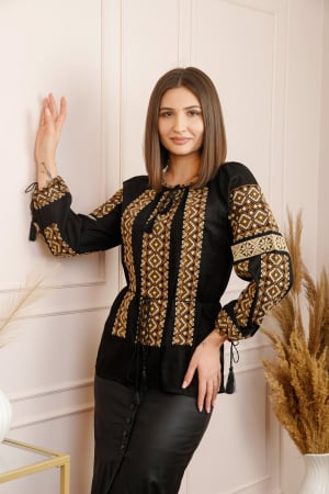 Bluza neagra cu motiv geometric crem Miruna [0]