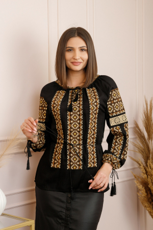 Bluza neagra cu motiv geometric crem Miruna [2]