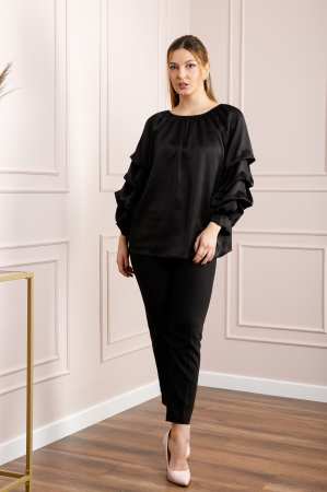 Bluza neagra eleganta cu maneci bufante [3]