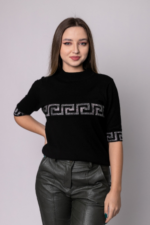 Bluza neagra tricotata cu maneca scurta [2]