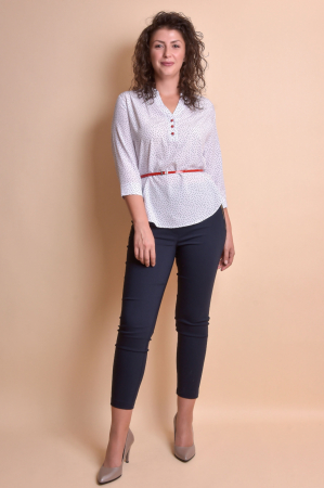 Bluza office alba cu buline si guler tunica [3]