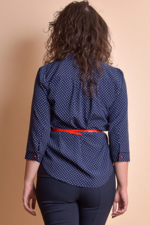 Bluza office bleumarin cu buline si guler tunica [2]