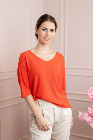 Bluza orange cu maneci liliac [2]