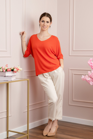 Bluza orange cu maneci liliac [3]
