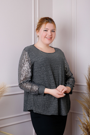 Bluza plus size Chloe cu paiete si fir lame - Gri [2]