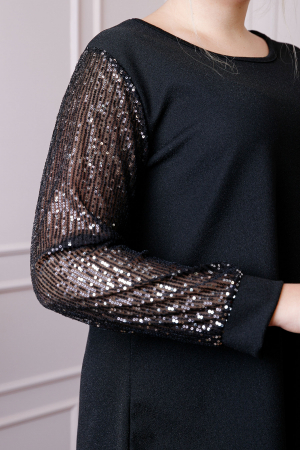 Bluza plus size Chloe cu paiete si fir lame - Negru [1]