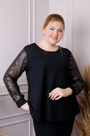 Bluza plus size Chloe cu paiete si fir lame - Negru [2]