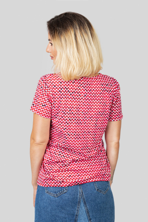 Bluza rosie cu imprimeuri geometrice albe [2]