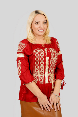 Bluza rosie cu motiv floral auriu Doris 01 [0]