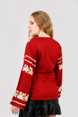 Bluza rosie cu motiv floral auriu Noemi [2]