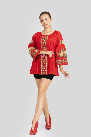 Bluza rosie cu motiv floral multicolor Francesca 04 [3]