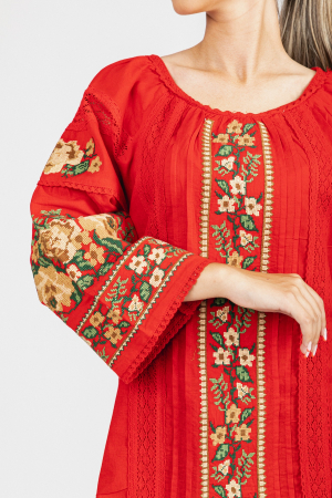 Bluza rosie cu motiv floral multicolor Francesca 04 [1]