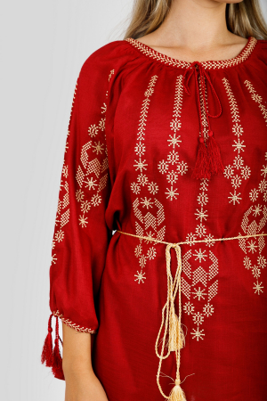 Bluza rosie cu motiv geometric auriu Iosefina 03 [1]