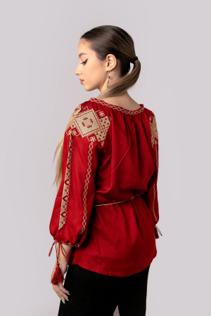 Bluza rosie cu motiv geometric crem Marlena 01 [2]