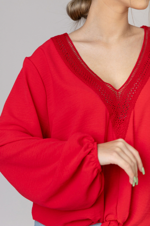 Bluza rosie cu nod in talie [1]