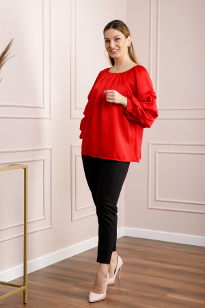 Bluza rosie eleganta cu maneci bufante [3]