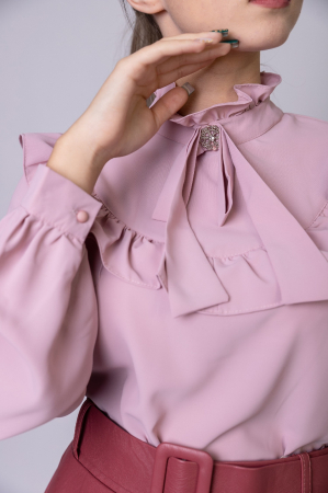 Bluza roz eleganta cu volane si fundita [1]