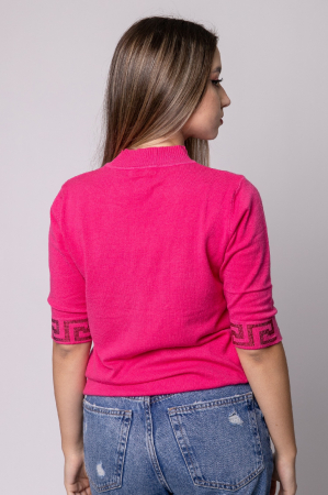 Bluza roz tricotata cu maneca scurta [3]