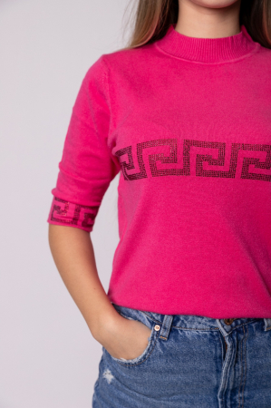 Bluza roz tricotata cu maneca scurta [1]