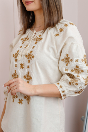 Bluza tip ie ivoire cu motiv geometric maro Eliza [1]