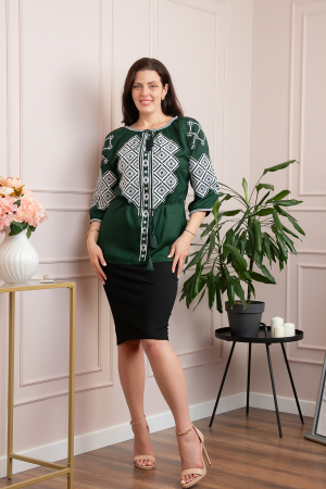 Bluza tip ie verde cu motiv geometric alb Eleonora [3]