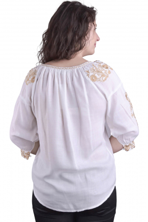 Bluza alba cu motiv floral auriu Iasmina 03 [2]