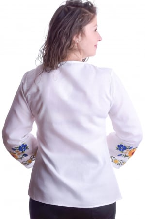 Bluza traditionala alba cu motiv floral multicolor Xenia [2]