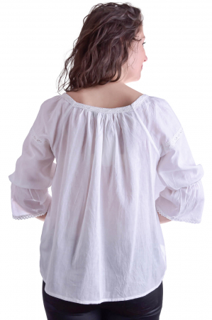 Bluza traditionala alba cu motiv geometric multicolor Anne [2]