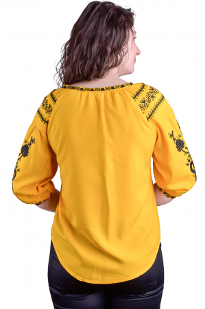 Bluza galbena cu motiv floral negru Fernanda 02 [2]