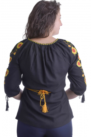 Bluza neagra cu motiv floral galben Giulia 02 [2]