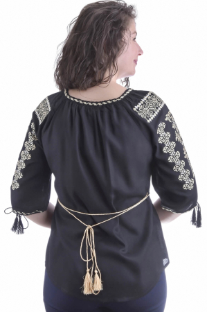 Bluza traditionala neagra cu motiv geometric crem Atena [2]
