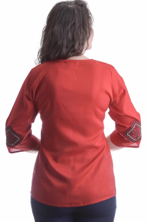 Bluza traditionala rosie cu motiv floral rosu Iris 03 [2]
