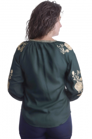 Bluza verde cu motiv floral auriu Natasa 02 [2]