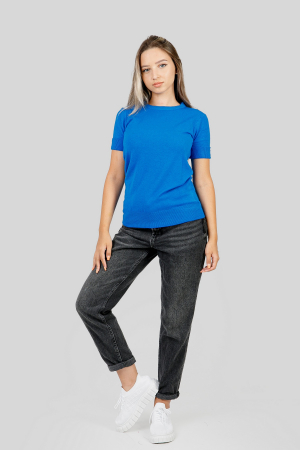 Bluza tricotata albastra cu nasturi decorativi [3]