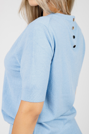 Bluza tricotata bleu cu fir stralucitor [1]