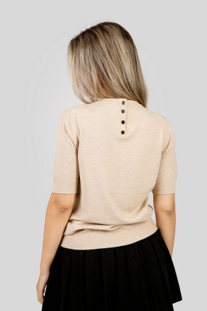 Bluza tricotata crem cu fir stralucitor [2]