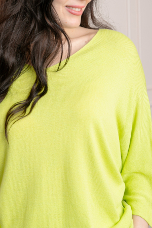 Bluza tricotata galben lime cu maneci liliac [1]