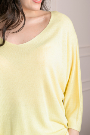 Bluza tricotata galbena cu maneci liliac [1]