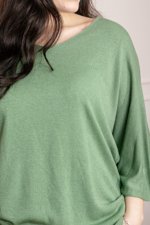 Bluza tricotata kaki cu maneci liliac [1]