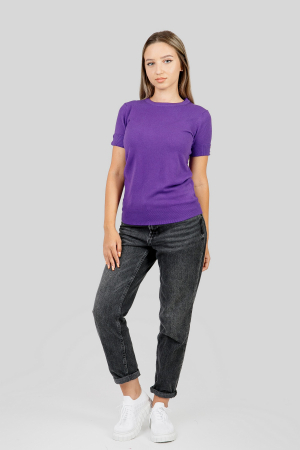 Bluza tricotata mov cu nasturi decorativi [3]