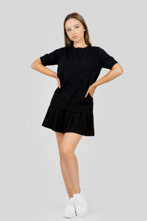 Bluza tricotata neagra cu fir stralucitor [3]