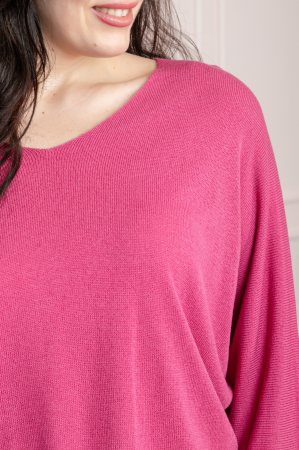 Bluza tricotata roz cu maneci liliac [1]