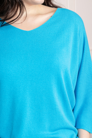 Bluza tricotata turcoaz deschis cu maneci liliac [1]