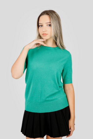 Bluza tricotata verde cu fir stralucitor [0]