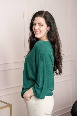 Bluza tricotata verde cu maneci liliac [2]